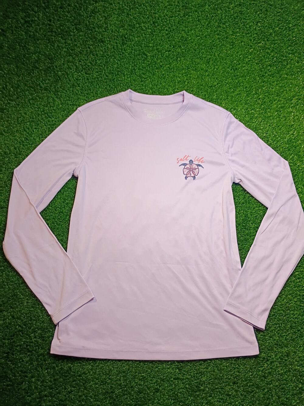 Salt Life Women's Lavender Sea Turtle Long Sleeve Performance Tee - Medium